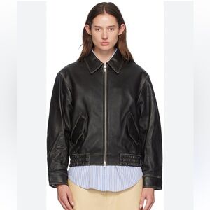 Black Leather Bomber Jacket
